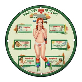 Vintage Conoco Porcelain Sign - 8 Inch Retro Decoration for Collectors