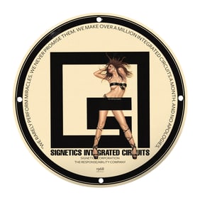 Vintage Signetics Integrated Circuits 8" Porcelain Sign - Iconic Advertising Piece