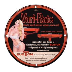 Vintage 8-Inch Porcelain Sign: Vari-Rate Truck Springs - Unique Auto Memorabilia