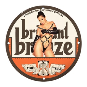 Vintage 8-Inch Porcelain Sign - Johnson Oil Refining Company - Brilliant Bronze Art