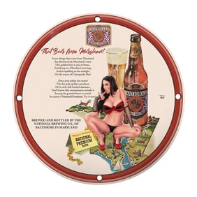 Vintage 8-Inch Porcelain Sign: National Premium Beer from Maryland