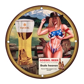 Vintage Goebel Beer Porcelain Sign - Classic Dude Heaven Decor for Beer Lovers