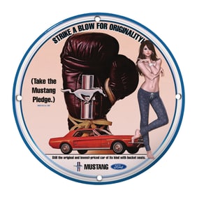 Vintage 1967 Mustang Porcelain Sign - Strike a Blow for Originality!