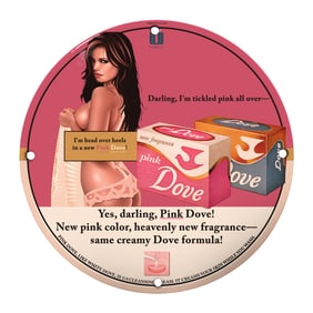 Charming 8-Inch Porcelain Sign: Pink Dove Soap ? Vintage Beauty Ad