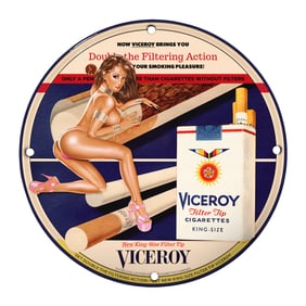 Vintage Viceroy Cigarettes Porcelain Sign - Classic Retro Advertising Signage