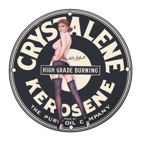 Vintage 8-Inch Porcelain Sign: Crystalene Kerosene High Grade Burning