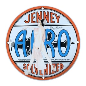 Vintage 8" Jenney Air Porcelain Sign - Classic Collectible Decor - 1930s Design