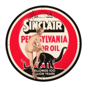 Vintage 8-Inch Sinclair Porcelain Sign - Pennsylvania Oil with Iconic Artwork