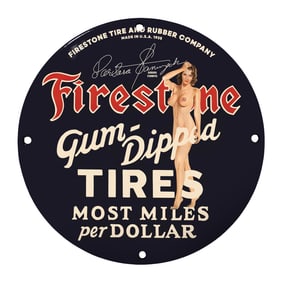 Vintage 1935 Firestone Gum-Dipped Tires Porcelain Sign ? Collectible Decor