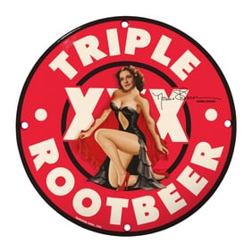 Vintage Triple XXX Root Beer Porcelain Sign - Iconic 8-Inch Collectible