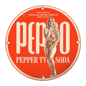 Vintage 8-Inch Porcelain Sign for Pepper Type Soda - Collectible Art Decor
