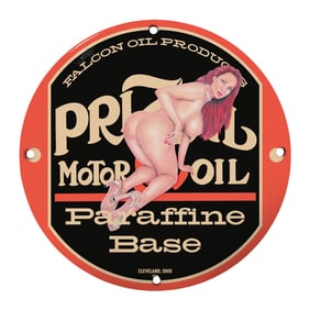 Vintage 8-Inch Falcon Oil Porcelain Sign - Unique Motor Oil Art D?cor