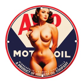 Vintage 8-Inch Porcelain Sign: Awo Motor Oil - Classic Artwork for Collectors