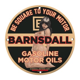 Vintage Barnsdall Gasoline Motor Oils 8-Inch Porcelain Sign - Classic Americana Decor
