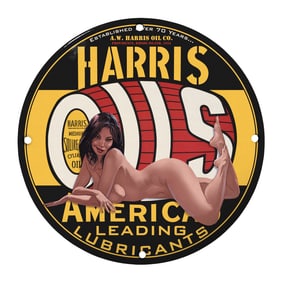 Vintage A.W. Harris Oil Co. 8" Porcelain Sign - A True Collector's Item