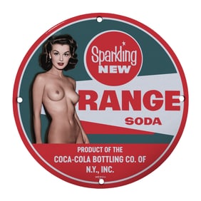 Vintage 8-Inch Porcelain Coca-Cola Orange Soda Sign - Classic Advertising Decor