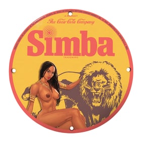 Vintage Simba Porcelain Sign - Iconic Coca-Cola Tribute Art Decor