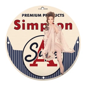 Vintage 8-Inch Porcelain Sign: Simpson's Premium Products ? A Charming Retro D?cor