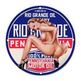 Vintage 8-Inch Porcelain Sign - Rio Grande Oil Company - Iconic Collectible Art