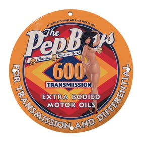 Vintage Pep Boys 600 Transmission Porcelain Sign - Classic Automotive Decor