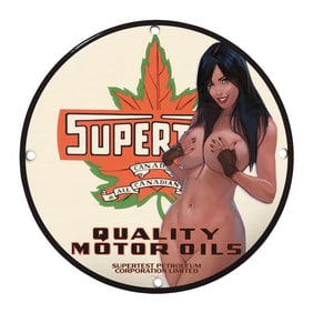 Vintage 8-Inch Porcelain Supertest Motor Oils Sign ? Unique Collectible Decor