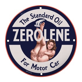 Vintage 8-Inch Porcelain Sign: Standard Oil Zerolene for Motor Car Decor