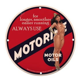Vintage 8-Inch Porcelain MotorOil Sign ? Classic Automotive Decor