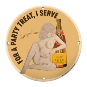 Vintage 8" Porcelain Sign: For a Party Treat, I Serve - Unique Bartender Decor