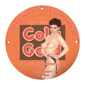 Vintage 1969 Porcelain Sign: Caffeine-Infused Lemonade Artwork