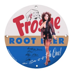 Vintage 8-Inch Frostie Root Beer Porcelain Sign - Collectible Retro Memorabilia