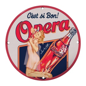 Vintage 8-Inch Porcelain Sign - C'est Si Bon! Opera Cola