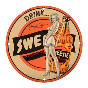 Vintage 8-Inch Porcelain Sign: Drink Sweetie - Marilyn Monroe Inspired Artwork