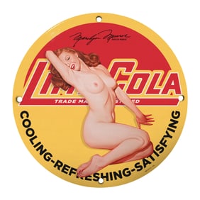 Vintage 8-Inch Porcelain Sign Featuring Iconic Marilyn Monroe Advertising Limo Cola, Retro Design