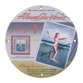Vintage 8-Inch Porcelain Sign: Album Color Prints with Marilyn Monroe Art