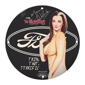 Vintage 8-Inch Porcelain Sign Featuring Munsters' Yvonne De Carlo - Trim, Taut, Terrific
