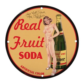 Vintage 8-Inch Porcelain Sign: Real Fruit Soda - Retro Collectible Decor