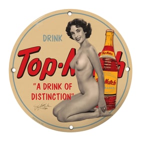 Vintage 8-Inch Top-Notch Porcelain Sign - Classic Beverage Advertising D?cor