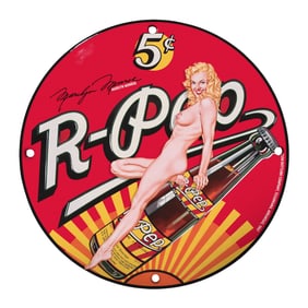 Vintage 8" Porcelain R-Pop Sign Featuring Iconic Marilyn Monroe Artwork