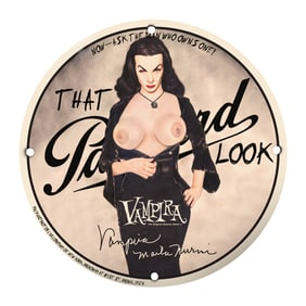 Vintage 8" Porcelain Sign Featuring Vampira - Iconic Glamour Decor