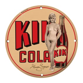 Vintage 8 Inch Porcelain Sign: Retro KIK Cola Art with Classic Design