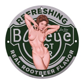 8 Inch Vintage Porcelain Sign: Refreshing Root Beer Flavors with Captivating Art