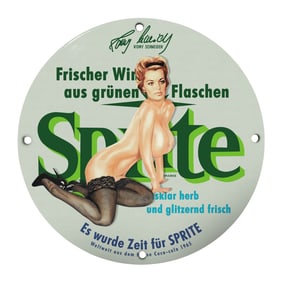 Vintage 8-Inch Porcelain Sprite Sign ? a Timeless Collectible