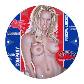 Vintage 8" Porcelain Sign - Mobil Oil and Gargoyle Advertising Collectible