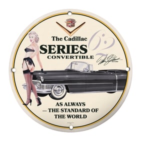 Classic 8-Inch Porcelain Sign: Cadillac Series 62 Convertible Vintage Art