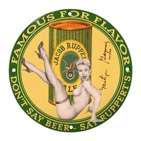 Vintage Jacob Ruppert's Beer 8-Inch Porcelain Sign - Classic Advertising Decor