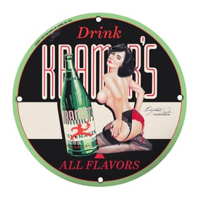 Vintage Kramer?s Beverages 8-Inch Porcelain Sign ? All Flavors Collectible