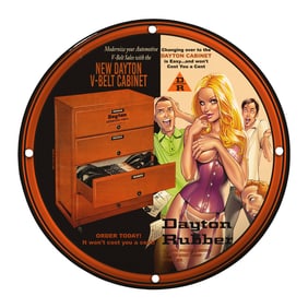 Unique 8-Inch Porcelain Pin-Up Girl Sign: Retro Automotive Charm