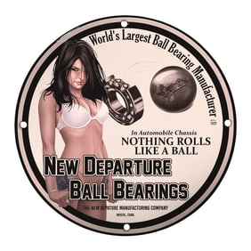 Unique Porcelain 8-inch Pin-Up Girl Sign - Vintage Ball Bearings Decor