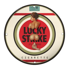 Unique 8-Inch Porcelain Pin-Up Girl Sign - Vintage Lucky Strike Design