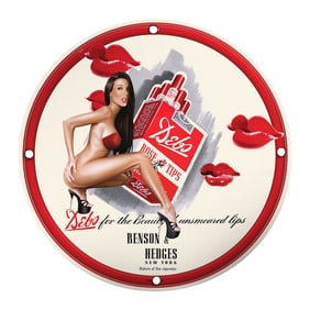 Vintage Porcelain Pin-Up Girl Sign - Unique 8-Inch Decor for Collectors